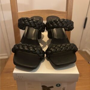 A New Day Women's Black Basil Braided Heels Size 9wide New w/ box